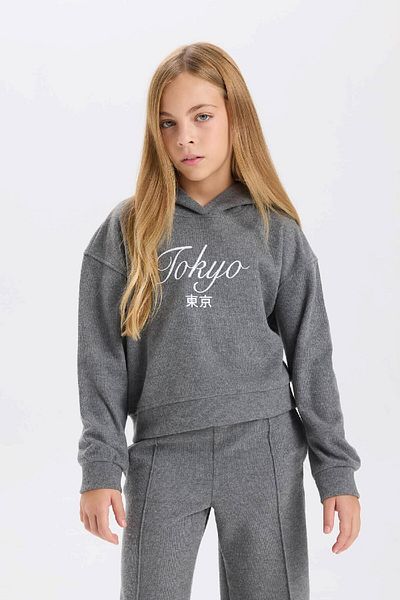 DeFacto Girl's Hooded Printed Thessaloniki Fabric Sweatshirt D4294A824Wn