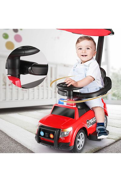 lovely baby kids Ride On multifunctional baby walker Police Car light and music with Removable Fence