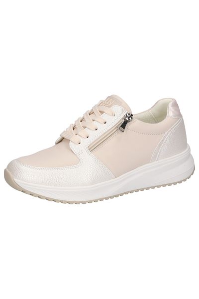 Waldläufer Damen Low Sneaker H-mara Low Top 765h01-101 Creme 111 Perl Leder Mit Eva & Herausnehmbar