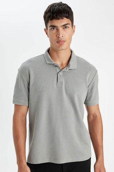 DeFacto Regular Fit Polo Neck Basic Plain Short Sleeve T-Shirt D4814Ax24Sm