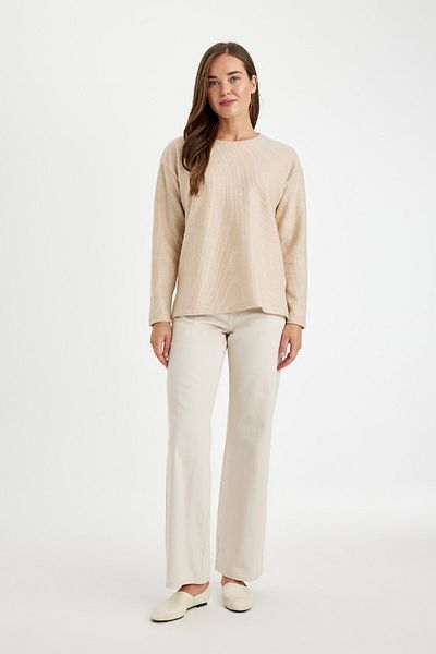 DeFacto Μακρυμάνικο μπλουζάκι DFC - Relaxed Fit Crew Neck