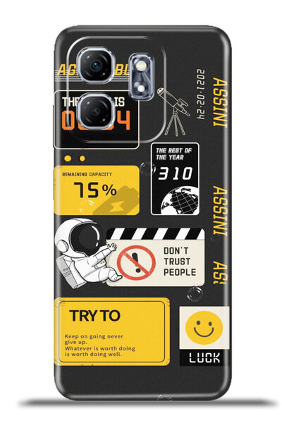 cupcase Infinix Hot 50i / Smart 9 Uyumlu Kılıf Esnek Kapak Kamera Korumalı Kalıcı Baskı - Küçük Astronot