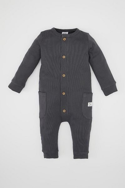DeFacto Baby Boy Newborn Buttoned Pocket Ribbed Camisole Jumpsuit D4128A524Wn