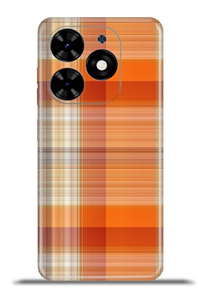TECNO Spark Go 2024 Kılıf Esnek Silikon Kamera Koruma 4k Desenli Özel Tasarım - Turuncu Ekose