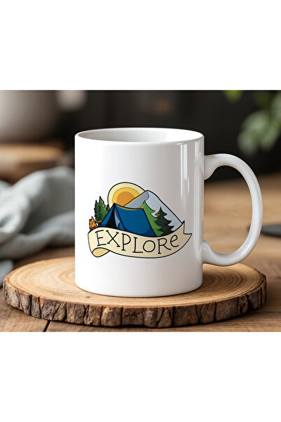 BB TRADE Explore Nature Designed White Ceramic Printed Mug 330ml