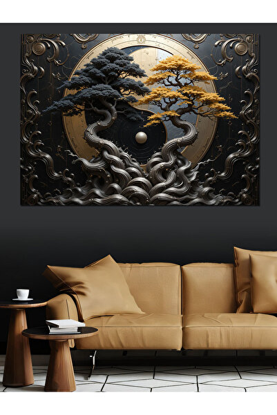 ekart Yin Yang Doğa Dengesi Dekoratif Kanvas - Mdf Ahşap Tablo