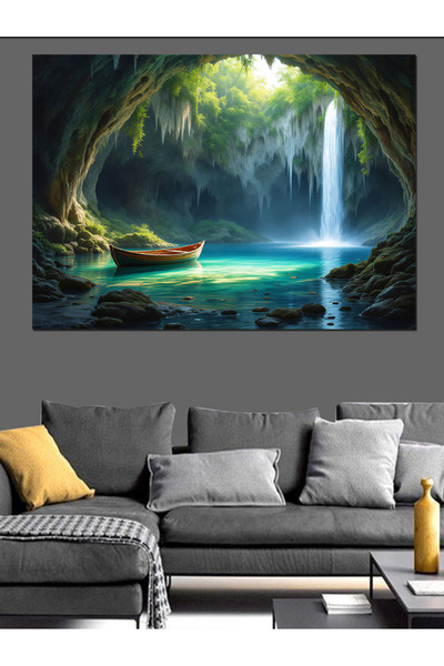 ekart Mağara İçinde Sandal Dekoratif Kanvas - Mdf Ahşap Tablo