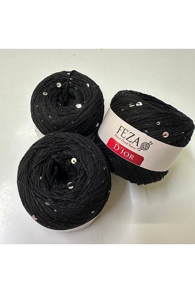 Feza ( 4 Τεμάχια ) Νήματα Πλεξίματος Παγιέτας 102-μαύρο Βαμβακερό-βαμβακερό Λεπτό Νήμα Πλεξίματος Παγιέτας 75% Βαμβάκι 100 gr 310 M D'ior