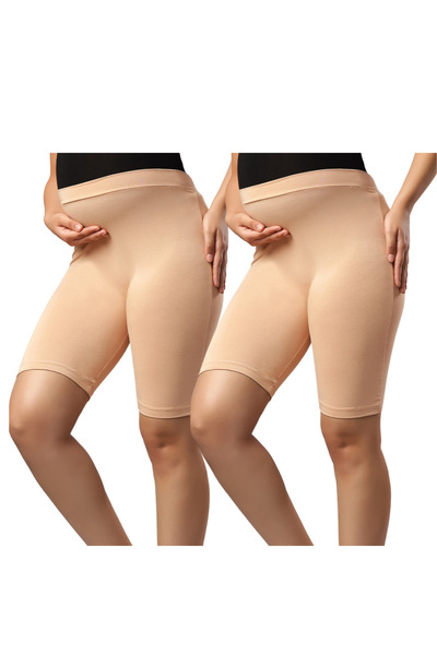 Tummy Pack of 2 Seamless Maternity Over Belly Support High Waist shorts Panty...