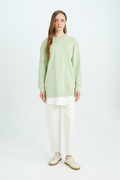 DeFacto Βασικό μονόχρωμο φούτερ τουνίκ Regular Fit Crew Neck 3168400