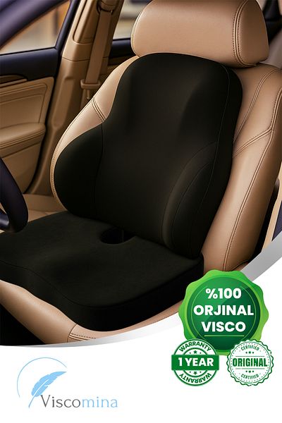 Viscomina Orthopedic Viscosa Lumbar Cushion Orthopedic Viscosa Seating Cushion 2 Pieces Viscosa Set Black Color