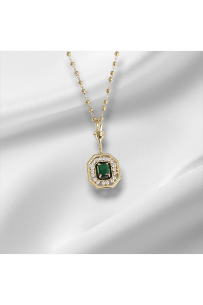 REBORN DESIGN 316L Steel Gold Color Topcuk Chain Green Stone Serenay Model Wo...