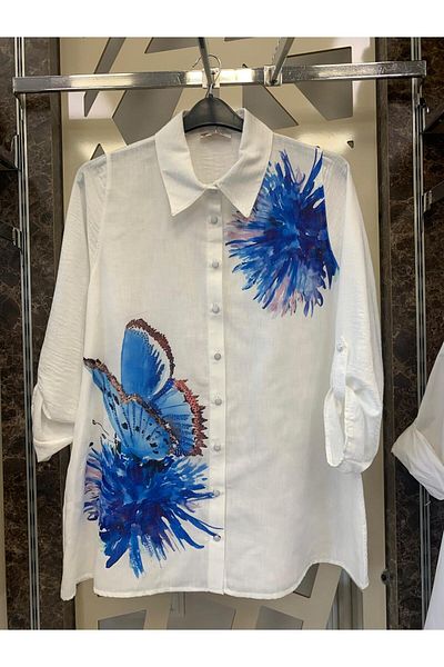 günay boutıque Large Size Patterned Stone Printed Shirt