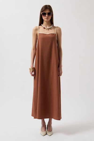 Moka Shopin Mokashopin Stripe Detail Linen Maxi Dress