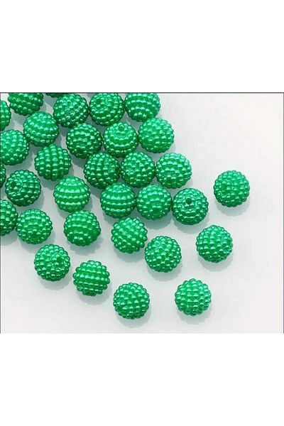 yiğit aksesuar 14 mm 50 Pcs Green Bracelets & Necklaces - Weekly Accessories Acrylic & Bayberry Beads