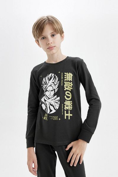 DeFacto Pyjama-Set für Jungen, bedruckt, langärmelig, Oberteil, langer Boden, D4364a824wn