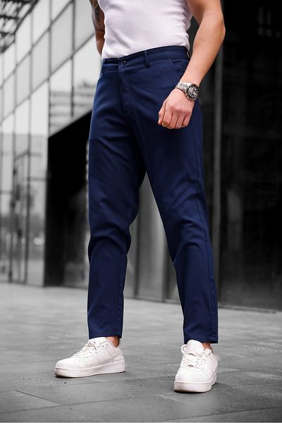 COMBİNE MİCHAİL Ανδρικό υφασμάτινο παντελόνι Slim Fit ΣΚΟΥΡΟ ΜΠΛΕ