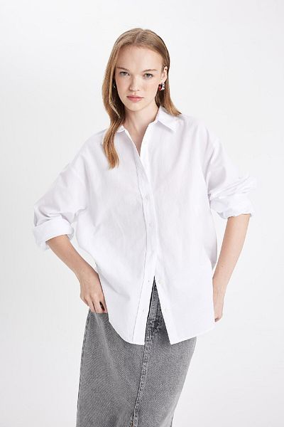 DeFacto Cămașă oversize Wide Fit Basic Solid Oxford cu mânecă lungă Z4893az24au