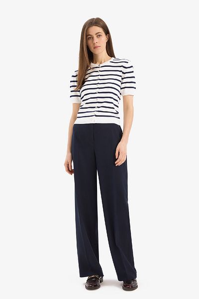 DeFacto Regular Fit Crew Neck Striped Short Sleeve Trko Cardigan D6268Ax25Sm
