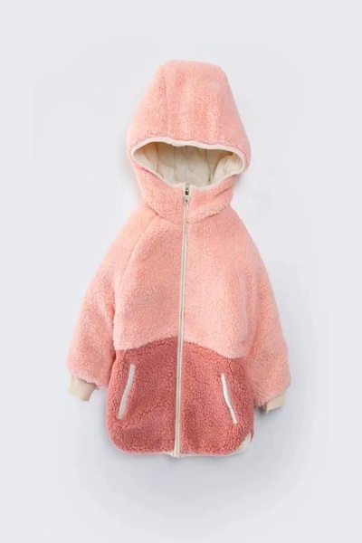 DeKuBaby ÇİFT TARAFLI Kapitone ,Kapüşonlu, İçi Kürklü PELUŞ, Fermuarlı, Cepli Kışlık, Kız Mont-Kaban