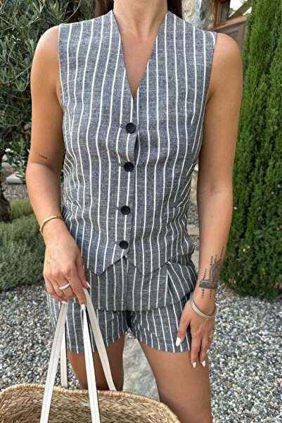 Ekince Turega Style Carla Shiny Vest Shorts Set 9821