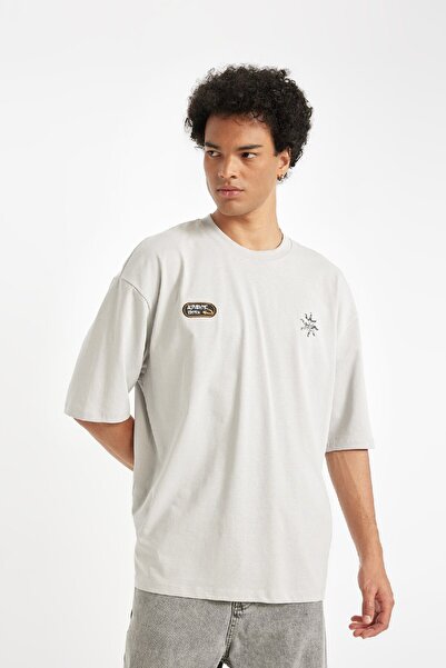 DeFacto 100% βαμβακερό μπλουζάκι με κοντό μανίκι με λαιμόκοψη με στάμπα B8950ax24au