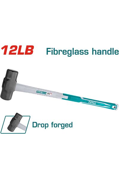 TOTAL 12lb Fibreglass Handle, Sledge Hammer, Drop Forged