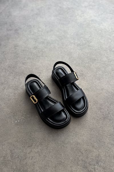 SHOEBELLAS Dámské sandály Mayra Black Single Buckle