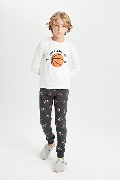 DeFacto Pyjama-Set für Jungen, bedruckt, langärmelig, Oberteil, langer Boden, D5211a824wn