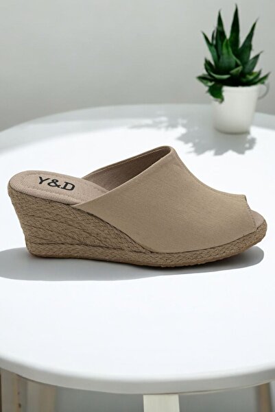 Y&D Shoes Women's Espadrille Slippers – Linen Fabric, Wedge Heel, Summer