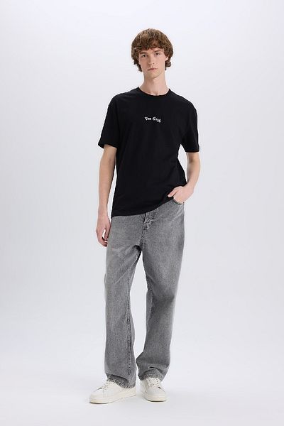 DeFacto 100% βαμβάκι Van Gogh Regular Fit Crew λαιμόκοψη με στάμπα κοντομάνικο μπλουζάκι D5473ax25sp