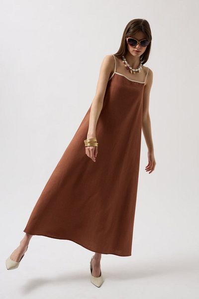 Moka Shopin Mokashopin Stripe Detail Linen Maxi Dress