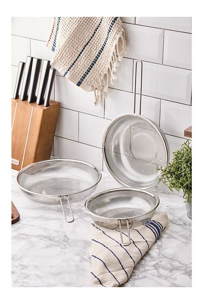 Aryıldız Multi-Purpose Single Handle Stainless Steel Wire Strainer Set of 3 21cm - 24cm - 26cm