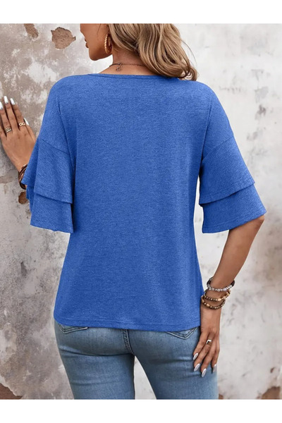 Viyamo Women's Short Sleeve V-Neck Viscose Blouse