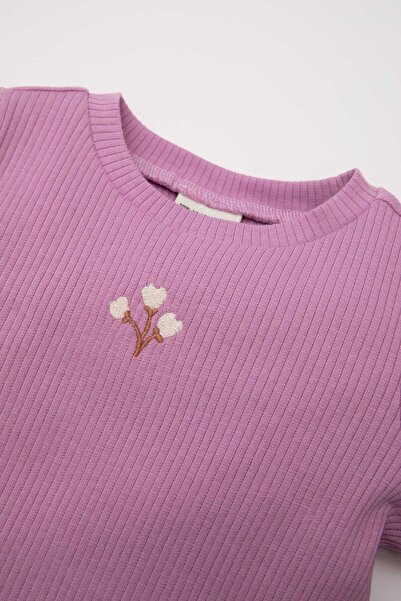 DeFacto Kız Bebek 2li Takım Fitilli Kaşkorse Uzun Kollu Basic Düz Tişört Tayt D6200a5ns