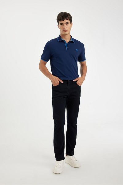 DeFacto Νέο μπλουζάκι με κοντό μανίκι Polo Neck με κανονική εφαρμογή D5993ax24sm