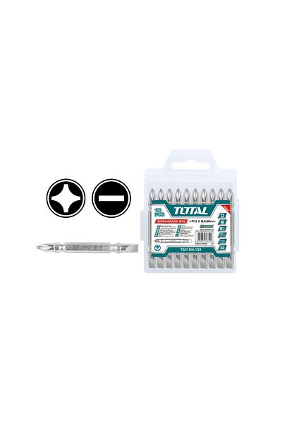 TOTAL Ph2 65mm Screwdriver Bit Set 10pcs/set Chrome - Total Tac16hl133