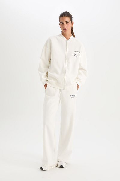 DeFacto Nba Brooklyn Nets Oversize Bomber Cardigan - College Collar with Back Print C8101Ax24Au