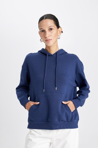 DeFacto Thick Cut - Basic Sweatshirt with Hood and Kangaroo Pocket 3160970