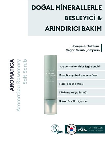 Aromatica 300g Rosemary Salt Scrub - Rosemary and Lake Salt Vegan Shampoo