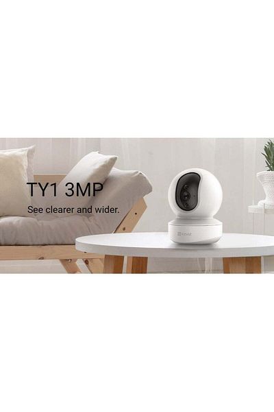 EZVIZ كاميرا مراقبة ذكية TY1 2K 3MP H.265 Wi-Fi Pan & Tilt CCTV