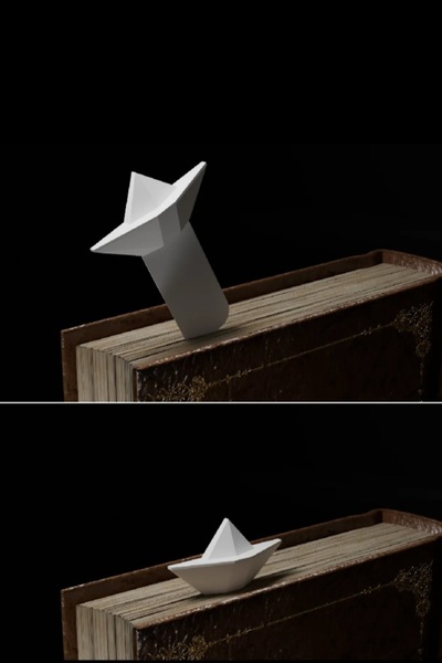 BOOKMARK Three Dimensional Origami Boat Bookmark