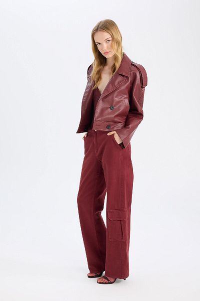 DeFacto Gabardine Winter Pants - Cargo Pocket and Regular Waist Straight Leg D3762Ax24Au