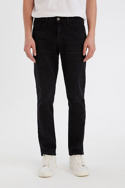 DeFacto Pedro Slim Fit Skinny Fit Κανονική μέση στενή πλευρά Μαύρο τζιν παντελόνι R8788az25sp