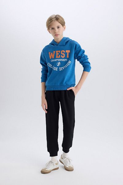 DeFacto Boys' 2-Piece Set Thick Hooded Printed Sweatshirt Elastic Waist Sweatpants D5672A824Wn