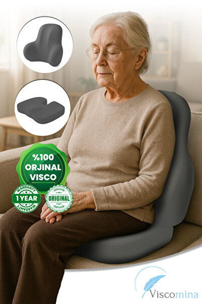 Viscomina ОРТОПЕДИЧНИЙ ВІСКО МАТРАЦ ДЛЯ СПИНИ ОРТОПЕДИЧНИЙ ВІСКО МАТРАЦ ДЛЯ СИДІННЯ 2 ШТ. ВІСКО КОМПЛЕКТ ЧОРНИЙ КОЛІР