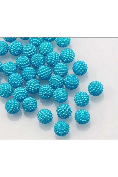 yiğit aksesuar 14 mm 50Pcs Turquoise Bracelet Necklace Hair Accessories Crafts Material Acrylic Bayberry Beads
