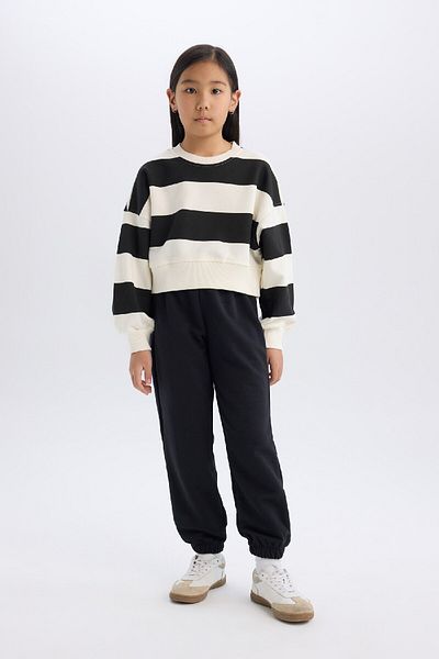 DeFacto Ριγέ φούτερ με λαιμόκοψη και ελαστικό Jogger Sweatpants για κορίτσια - D4091a824wn