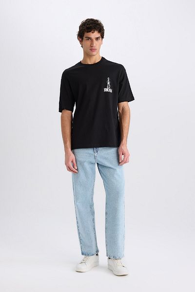 DeFacto One Piece Boxy Fit Rundhalsausschnitt bedrucktes Kurzarm-T-Shirt D5459AX25SP