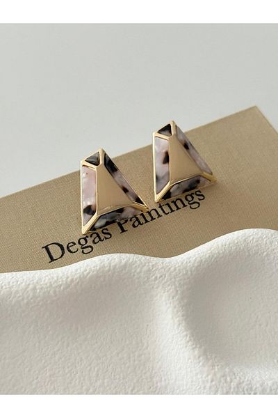 H&S AKSESUAR Triangle Color Leopard Design Earrings